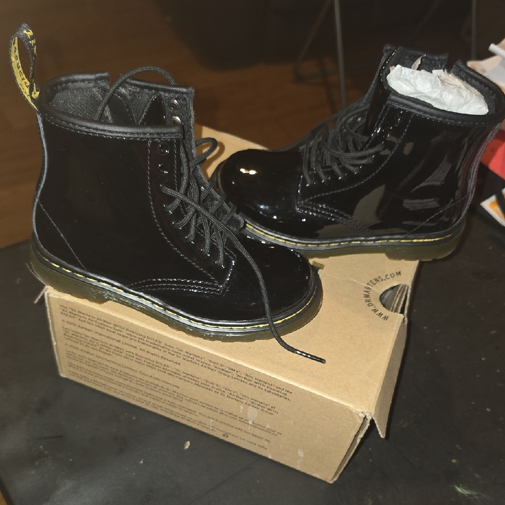 Dr. Martens Glossy Black Kids Boots